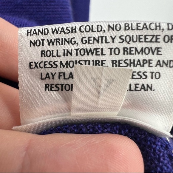 Eileen Fisher Merino Wool Purple V-Neck Lightweight Tunic Sweater XL - Picture 4 of 5